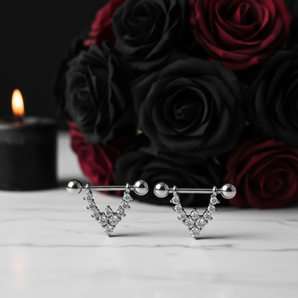 Punk Diamond Option U-Shaped Screw Earrings-Black Diamonds New York