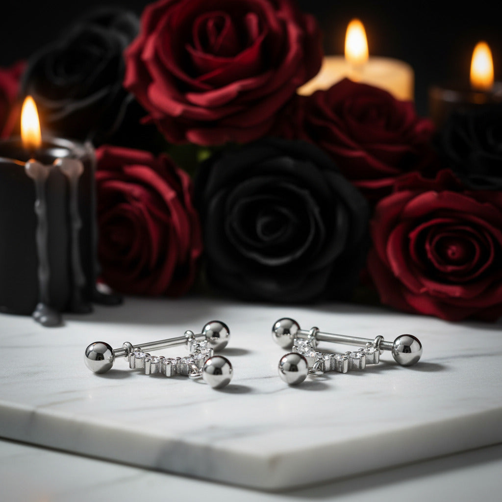 Punk Diamond Option U-Shaped Screw Earrings-Black Diamonds New York