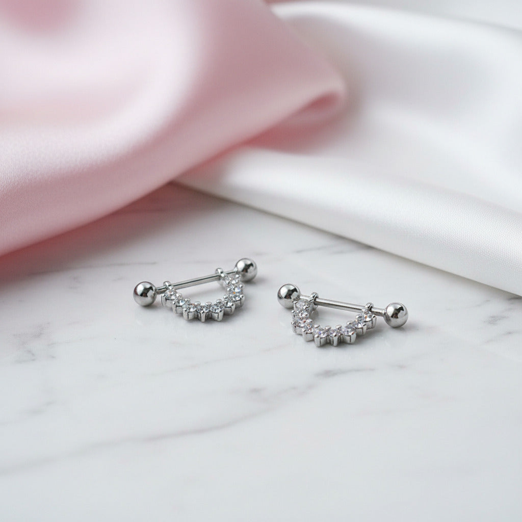Punk Diamond Option U-Shaped Screw Earrings-Black Diamonds New York