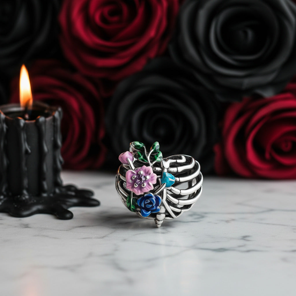 Punk Flower & Bird Charm Series-Black Diamonds New York