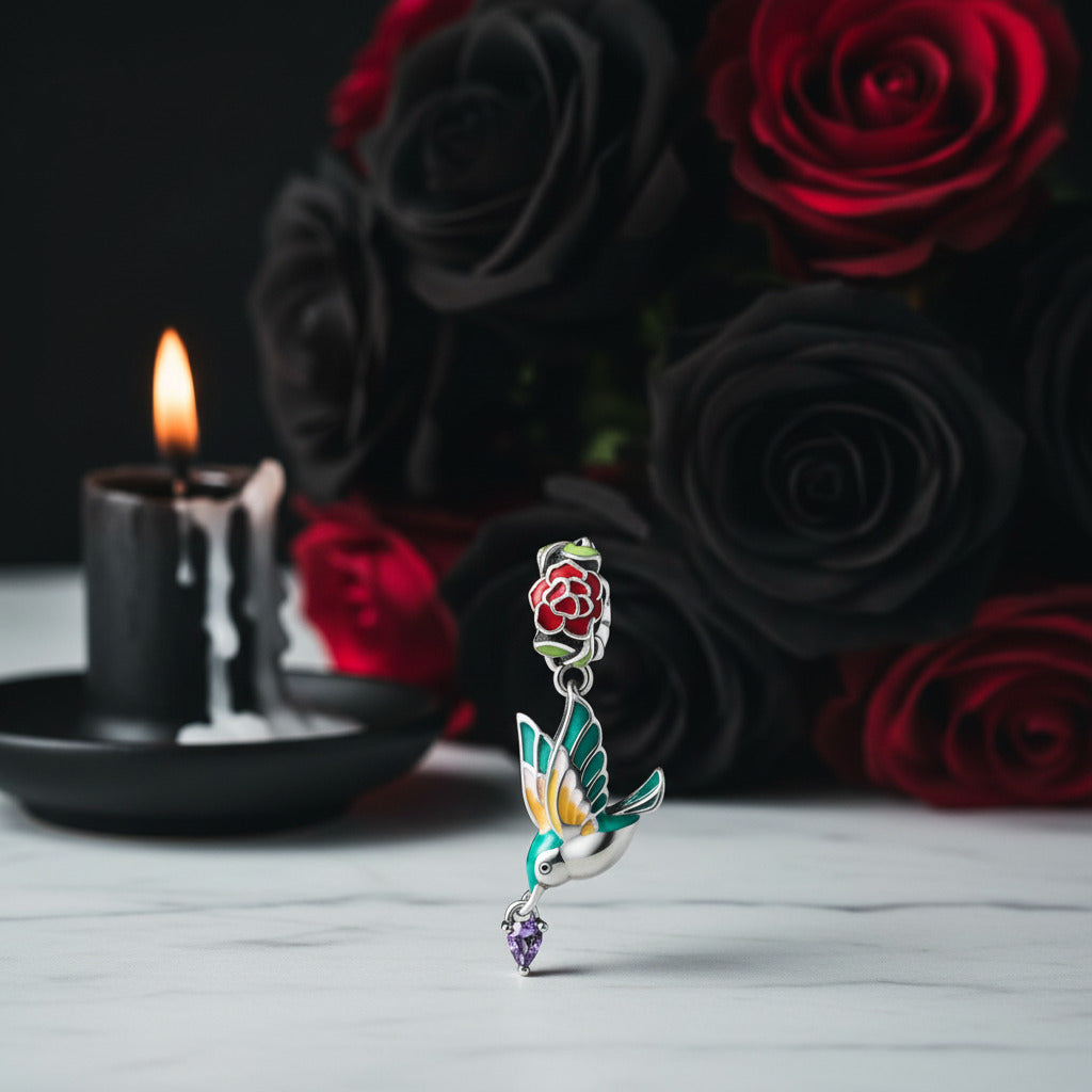 Punk Flower & Bird Charm Series-Black Diamonds New York