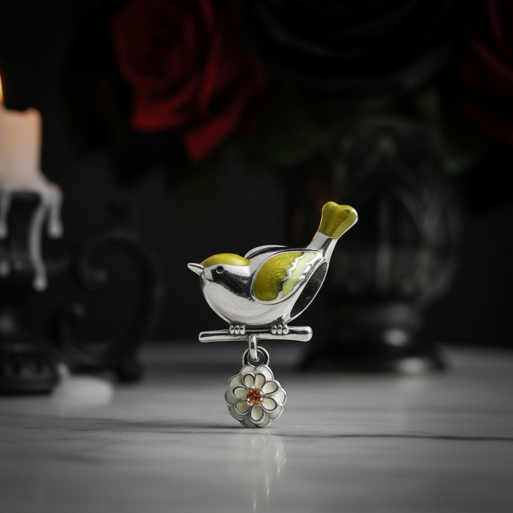 Punk Flower & Bird Charm Series-Black Diamonds New York