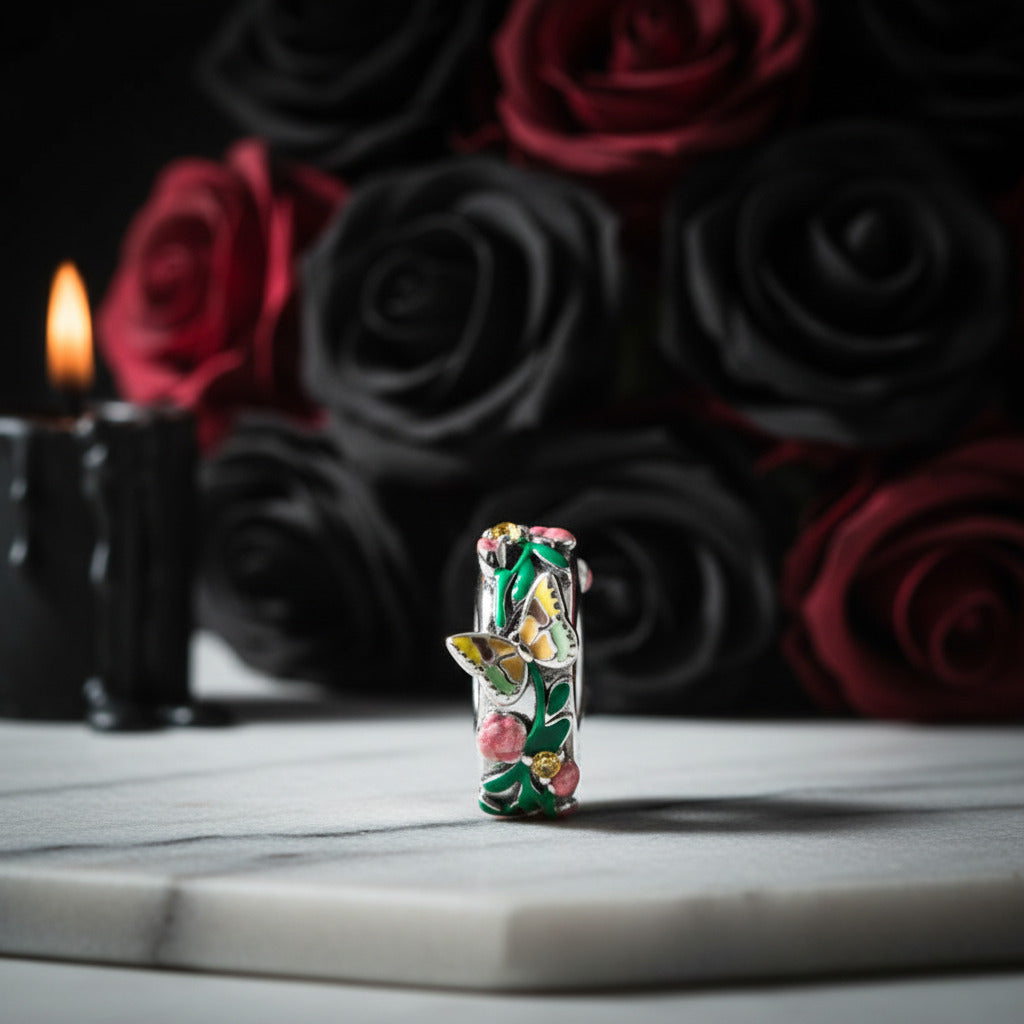 Punk Flower & Bird Charm Series-Black Diamonds New York