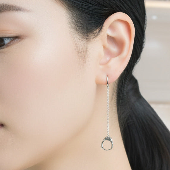 Punk Handcuffs Link Chain Hoop Earrings-Black Diamonds New York