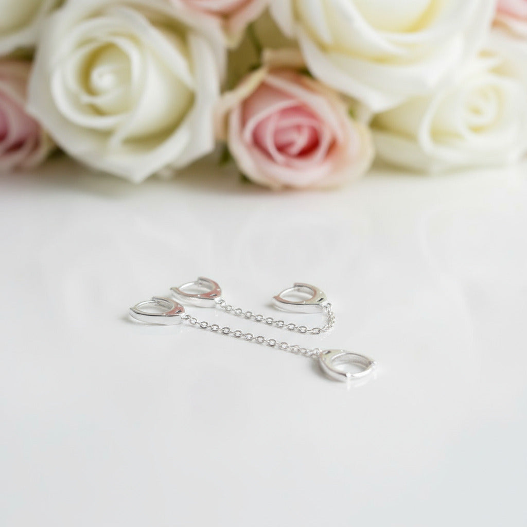 Punk Handcuffs Link Chain Hoop Earrings-Black Diamonds New York