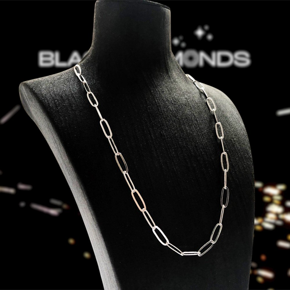 Punk Link Chain Charm Necklace-Black Diamonds New York