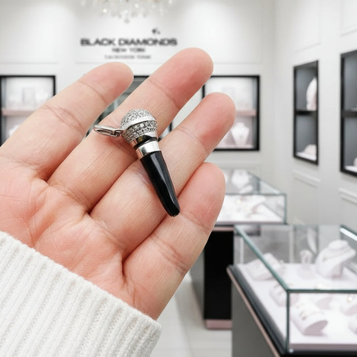 Punk Microphone Pendant-Black Diamonds New York