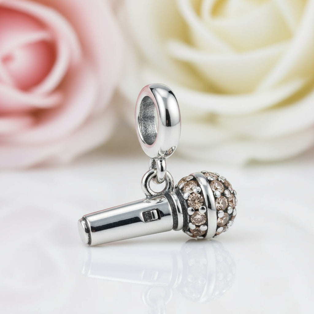 Punk Microphone with Diamond Charm-Black Diamonds New York