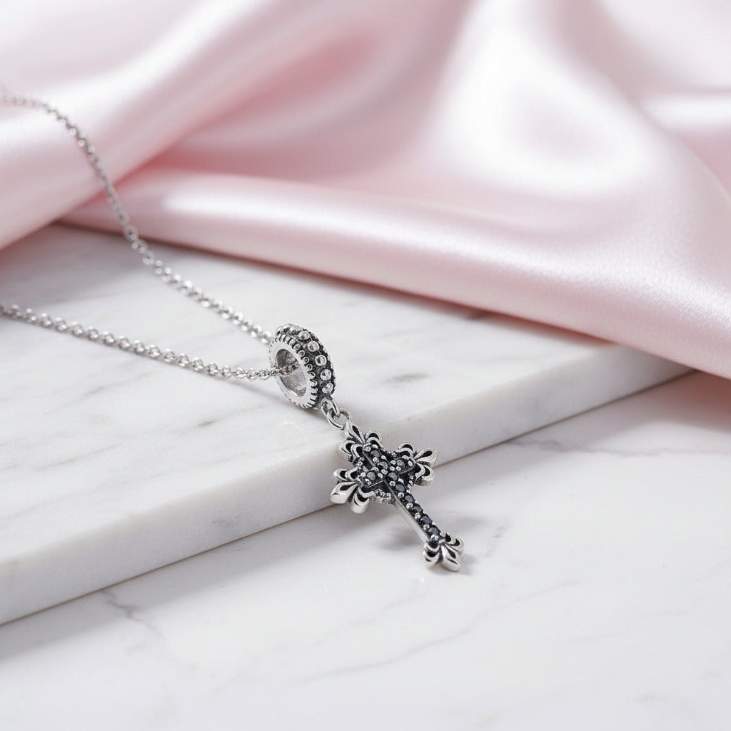 Punk Retro Cross Pendant-Black Diamonds New York