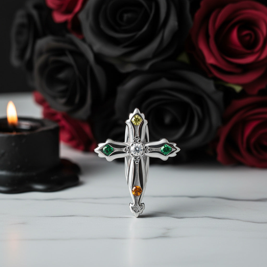 Punk Retro Cross Pendant-Black Diamonds New York