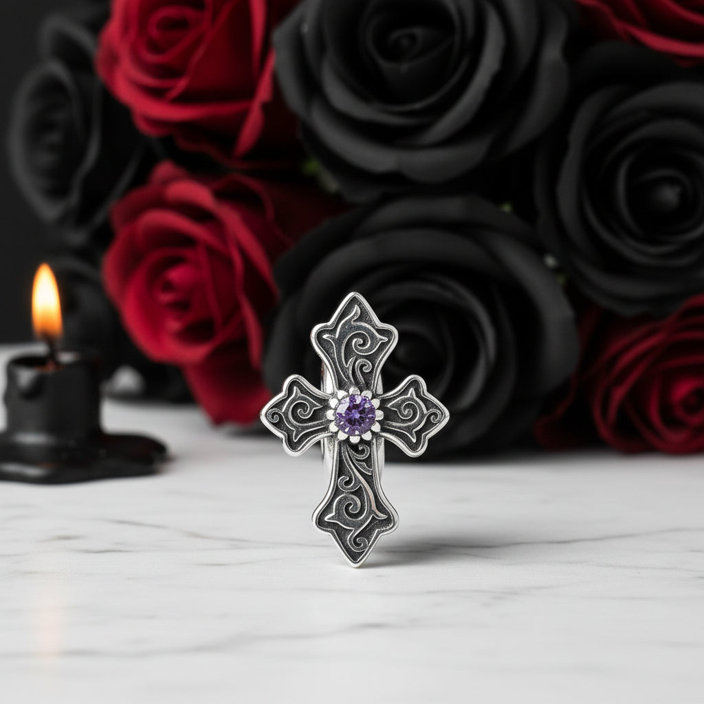 Punk Retro Cross Pendant-Black Diamonds New York