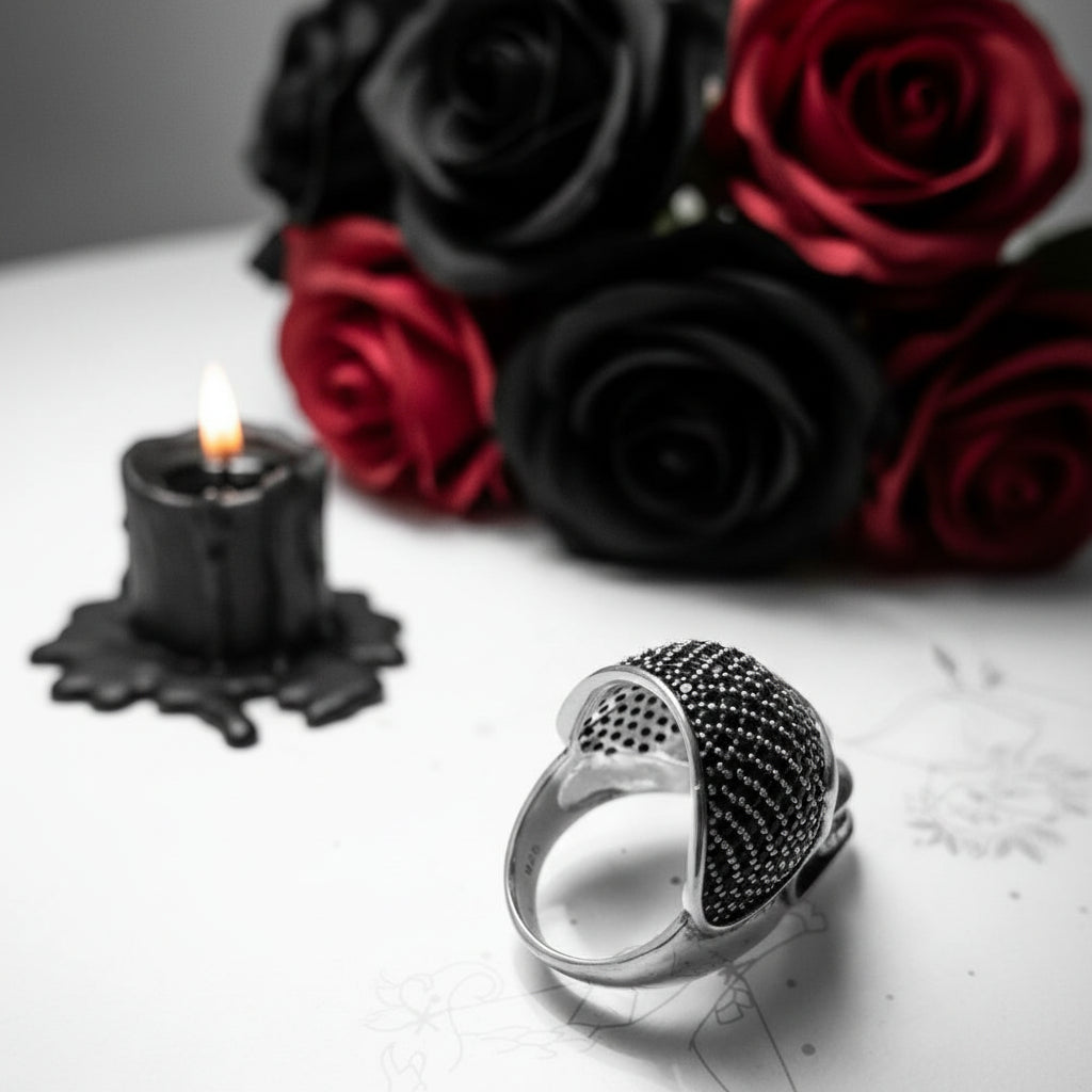 Punk Skull Diamond Pave Setting Ring-Black Diamonds New York