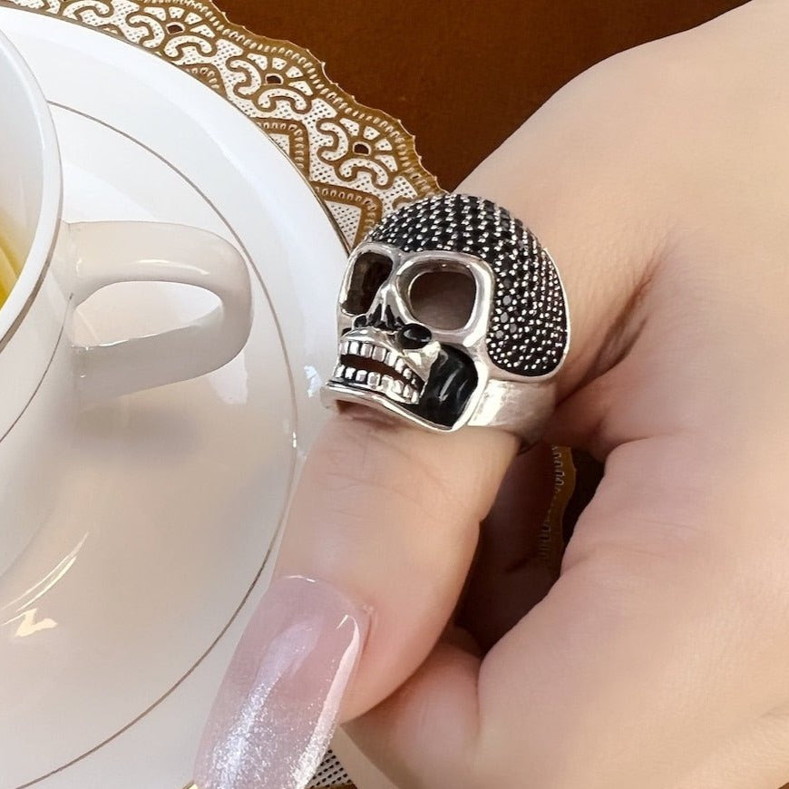 Punk Skull Diamond Option Pave Setting Ring-Black Diamonds New York