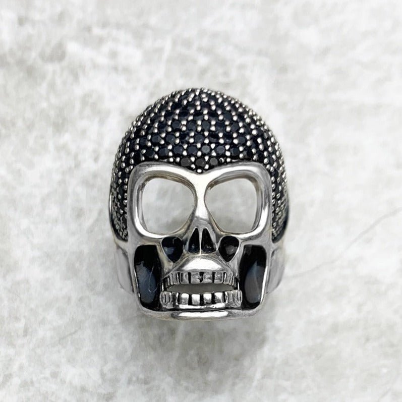 Punk Skull Diamond Pave Setting Ring-Black Diamonds New York