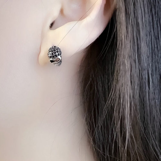 Punk Skull Created Diamond Stud Earrings-Black Diamonds New York