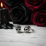 Punk Skull Diamond Stud Earrings-Black Diamonds New York