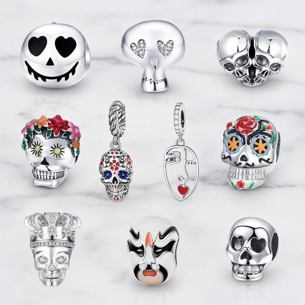 Punk Skull with Bold Enamel Pattern Beads-Black Diamonds New York