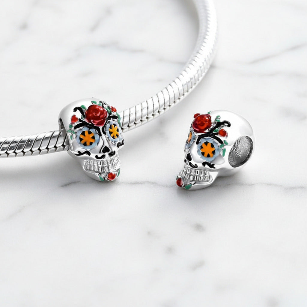 Punk Skull with Bold Enamel Pattern Beads-Black Diamonds New York