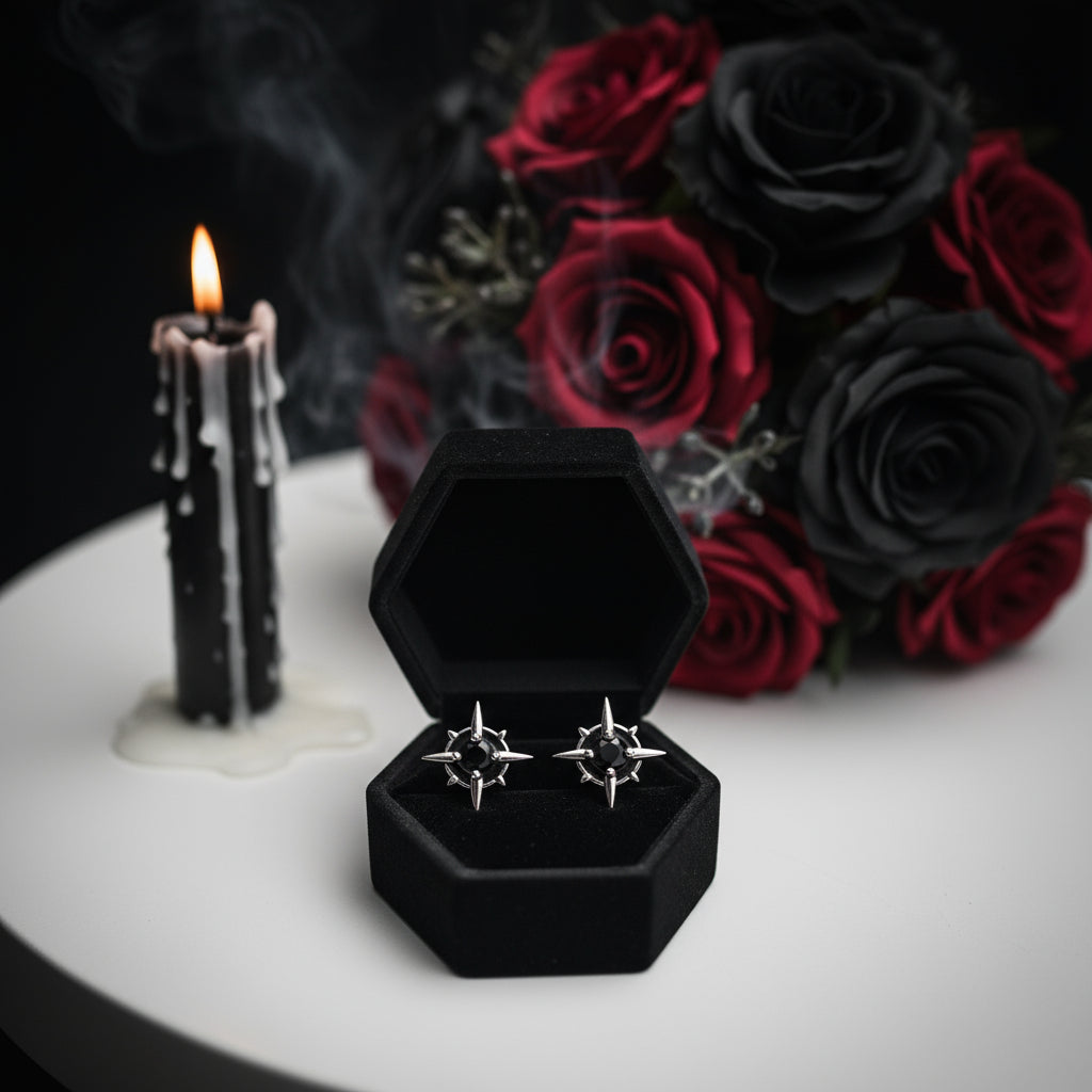 Punk Star Stud Earrings-Black Diamonds New York