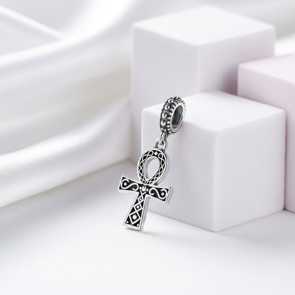 Punk Vintage Cross Charm Bead-Black Diamonds New York
