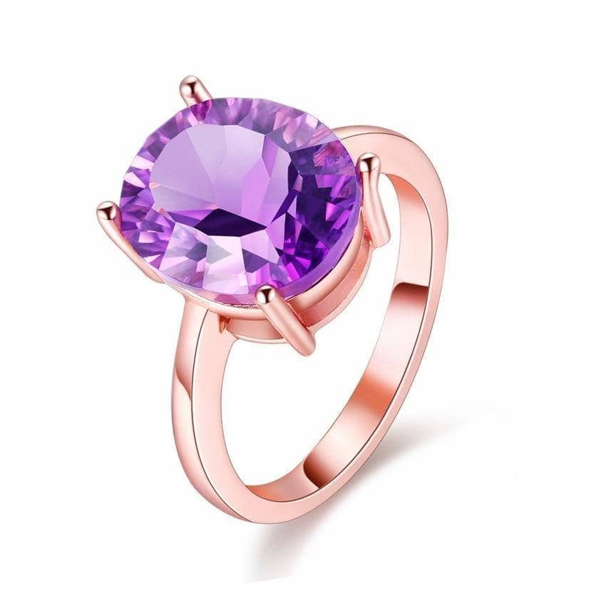 Purple Amethyst Diamond Option Ring in Rose Gold-Black Diamonds New York