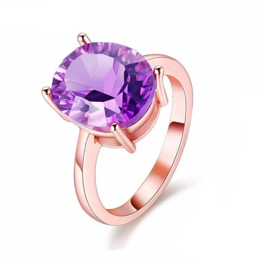 Purple Amethyst Created Diamond Rings-Black Diamonds New York