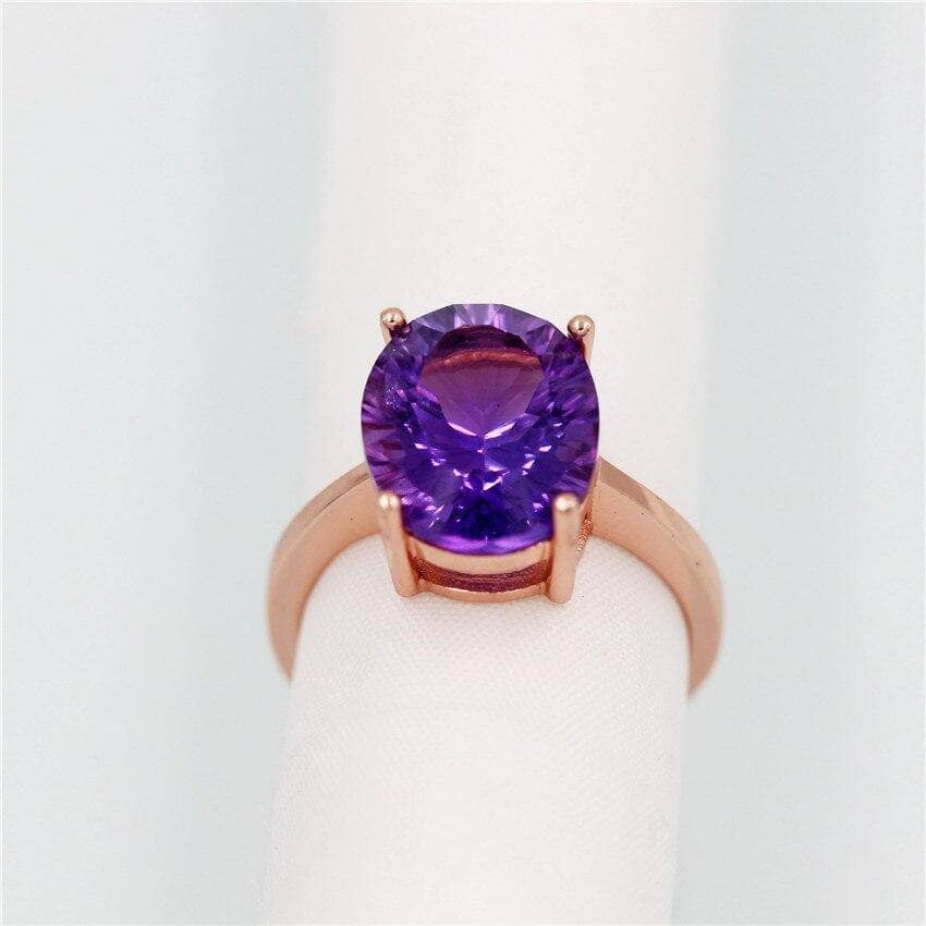 Purple Amethyst Created Diamond Rings-Black Diamonds New York