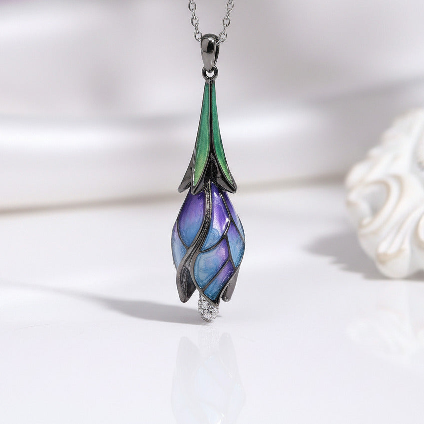 Purple Enamel Flower Jewelry Set-Black Diamonds New York