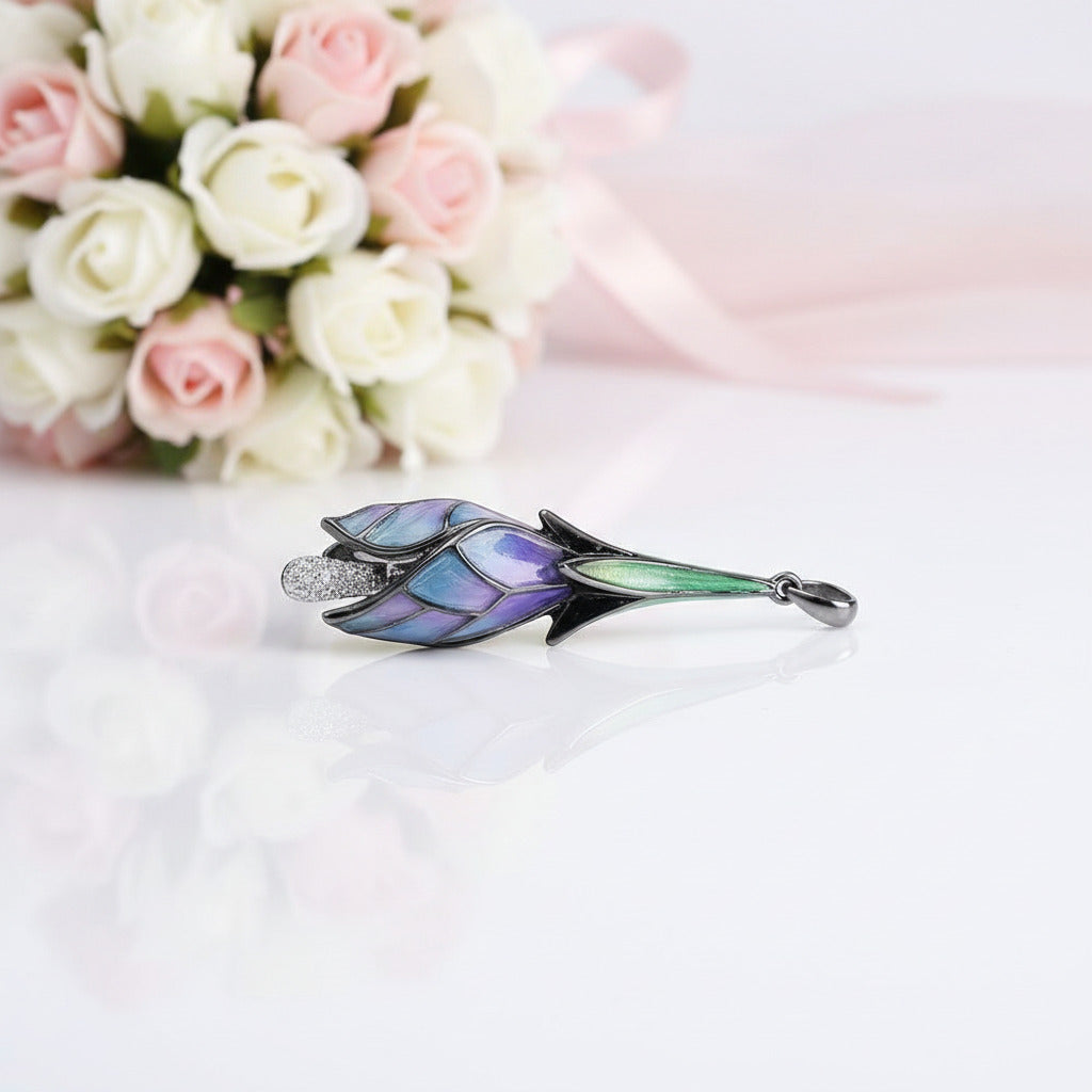 Purple Enamel Flower Jewelry Set-Black Diamonds New York