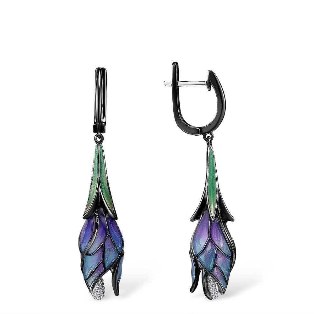 Purple Enamel Flower Jewelry Set-Black Diamonds New York