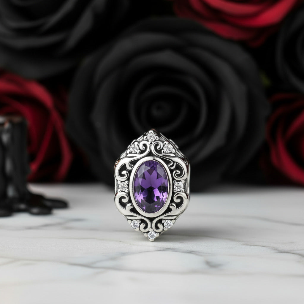 Purple Diamond Option Punk Beads and Love Drop Charms-Black Diamonds New York