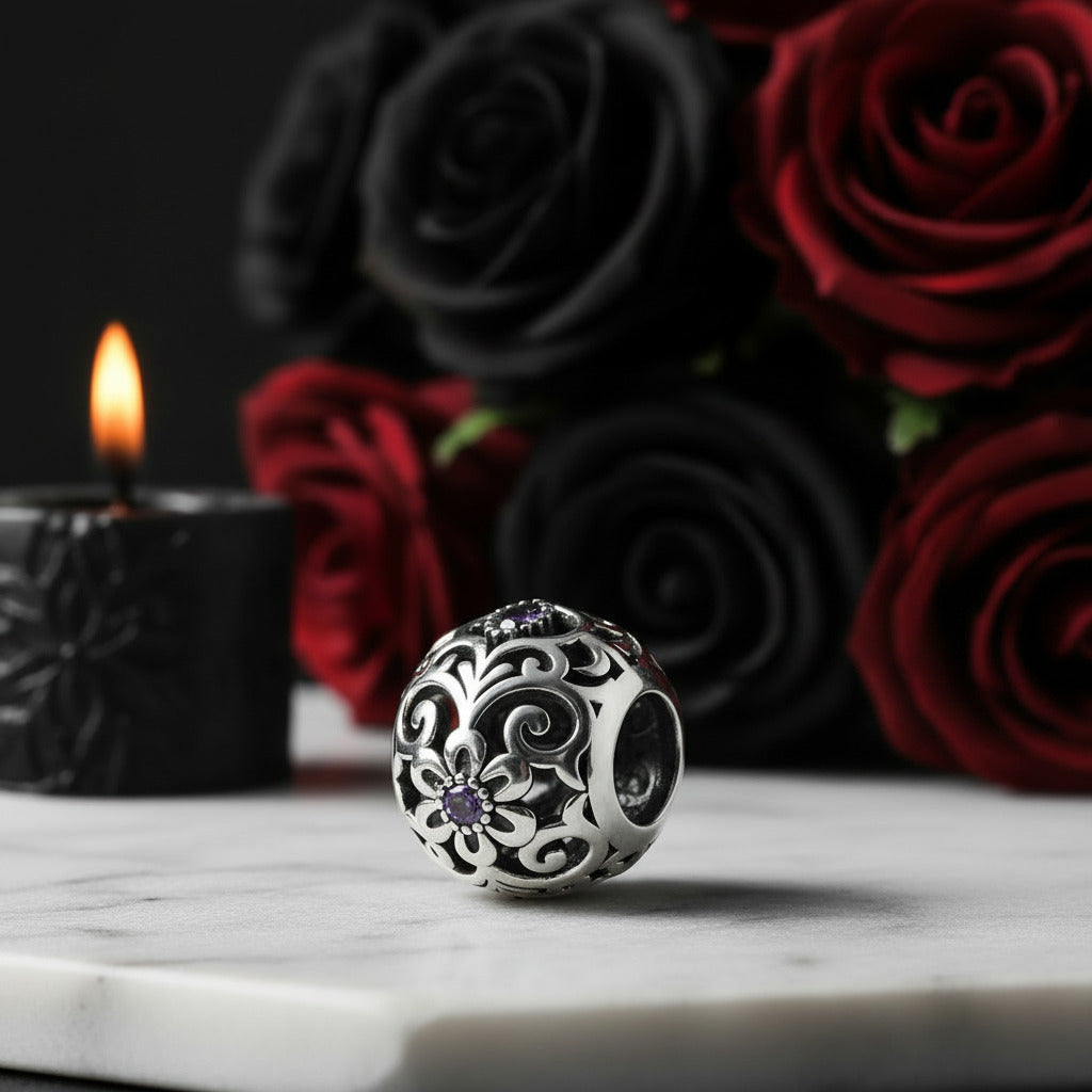 Purple Diamond Option Punk Beads and Love Drop Charms-Black Diamonds New York