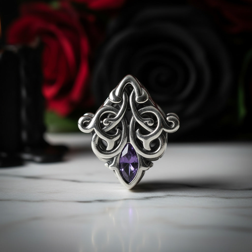 Purple Diamond Option Punk Beads and Love Drop Charms-Black Diamonds New York