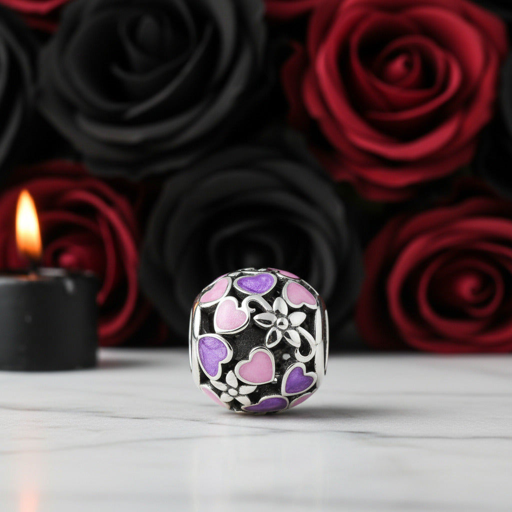 Purple Diamond Option Punk Beads and Love Drop Charms-Black Diamonds New York