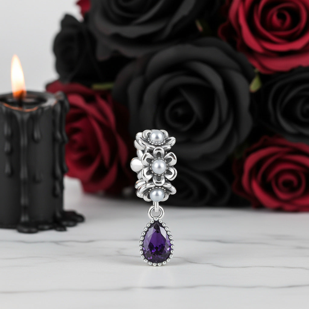 Purple Diamond Option Punk Beads and Love Drop Charms-Black Diamonds New York