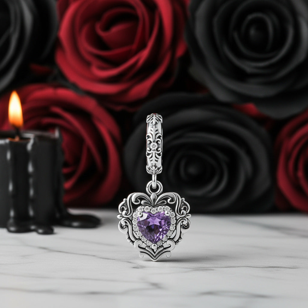 Purple Diamond Option Punk Beads and Love Drop Charms-Black Diamonds New York