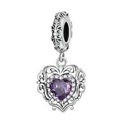 Purple Diamond Option Punk Beads and Love Drop Charms