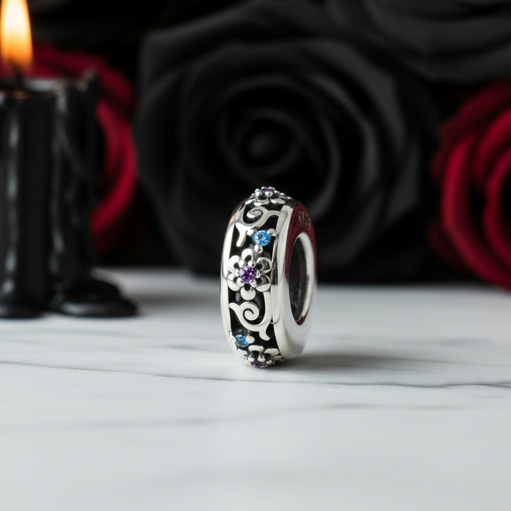 Purple Diamond Option Punk Beads and Love Drop Charms-Black Diamonds New York