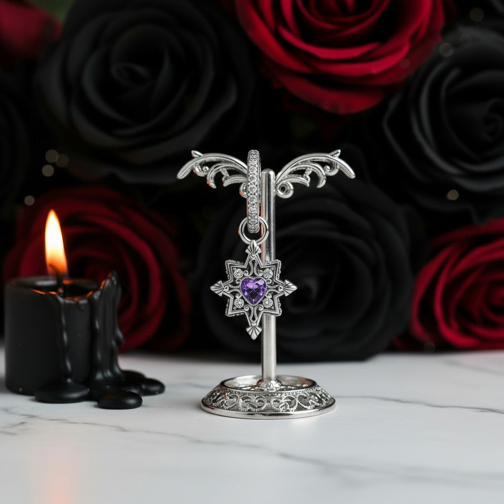 Purple Diamond Option Punk Beads and Love Drop Charms-Black Diamonds New York