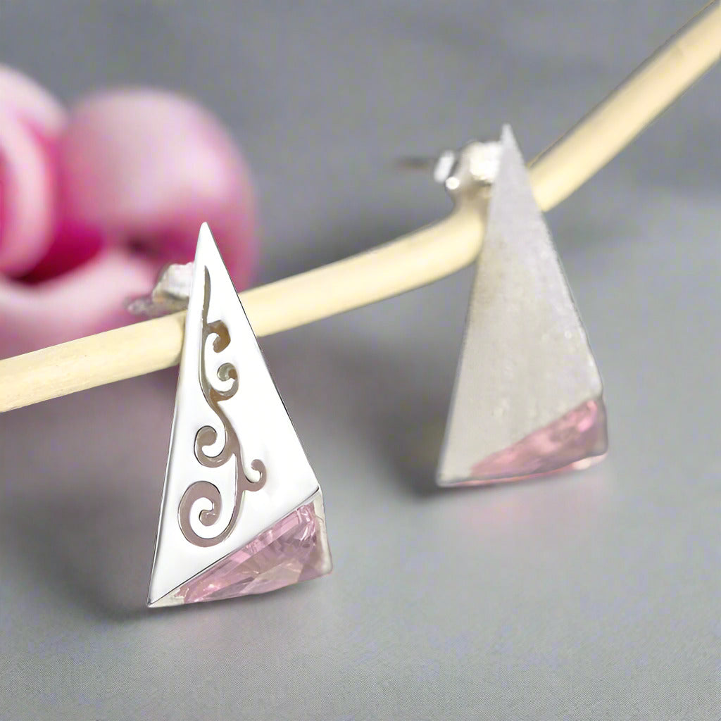 Pyramid Stud Earrings-Black Diamonds New York