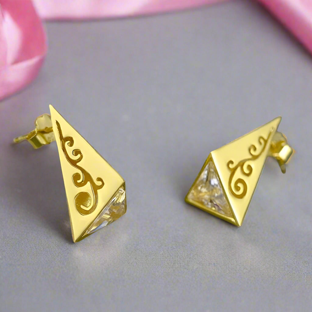 Pyramid Stud Earrings-Black Diamonds New York