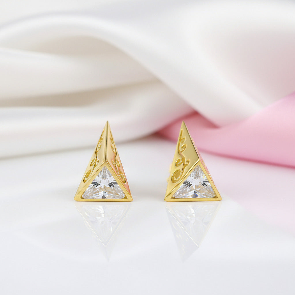 Pyramid Stud Earrings-Black Diamonds New York