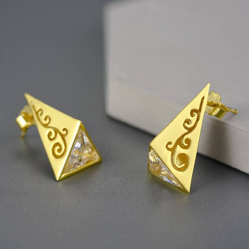 Pyramid Stud Earrings-Black Diamonds New York