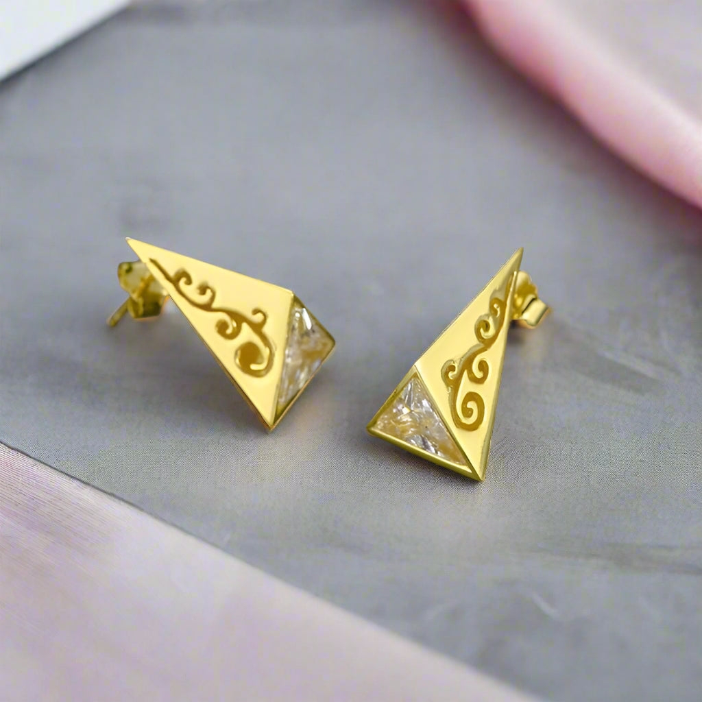 Pyramid Stud Earrings-Black Diamonds New York