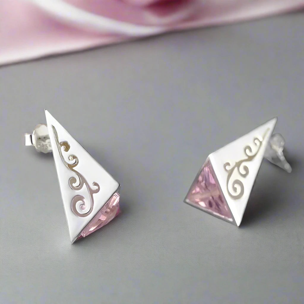 Pyramid Stud Earrings-Black Diamonds New York