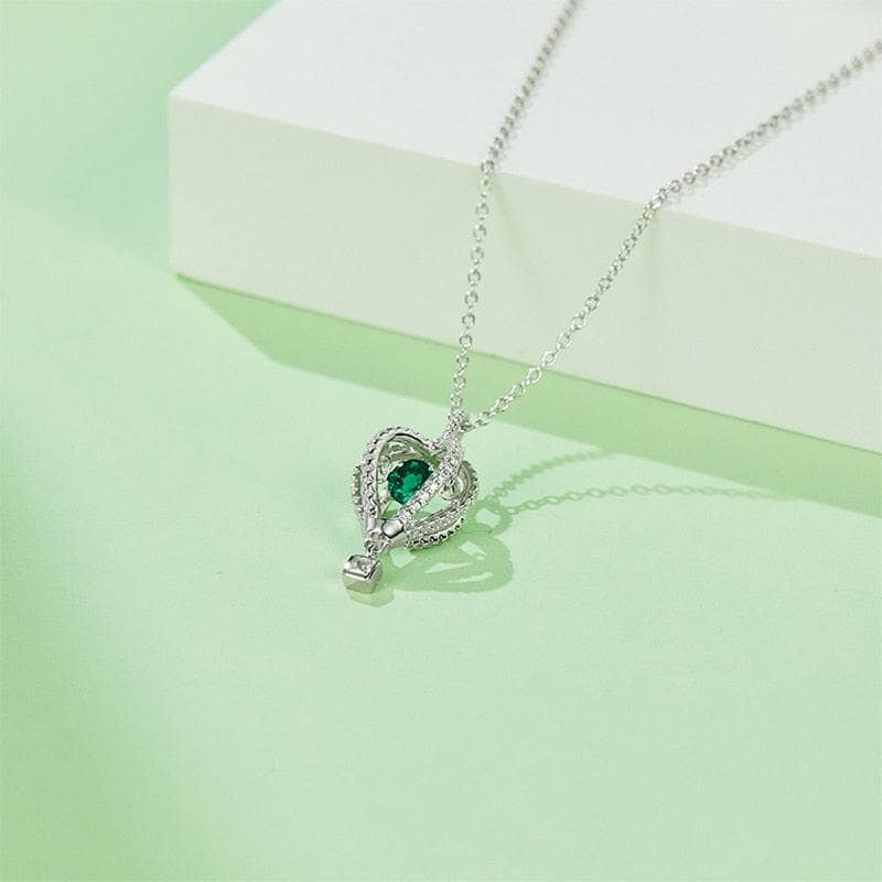 Queen & Crown Lab Grown Emerald Gemstone Necklace-Black Diamonds New York