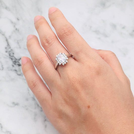 Radiant Cut Diamond Halo Vintage Engagement Ring-Black Diamonds New York
