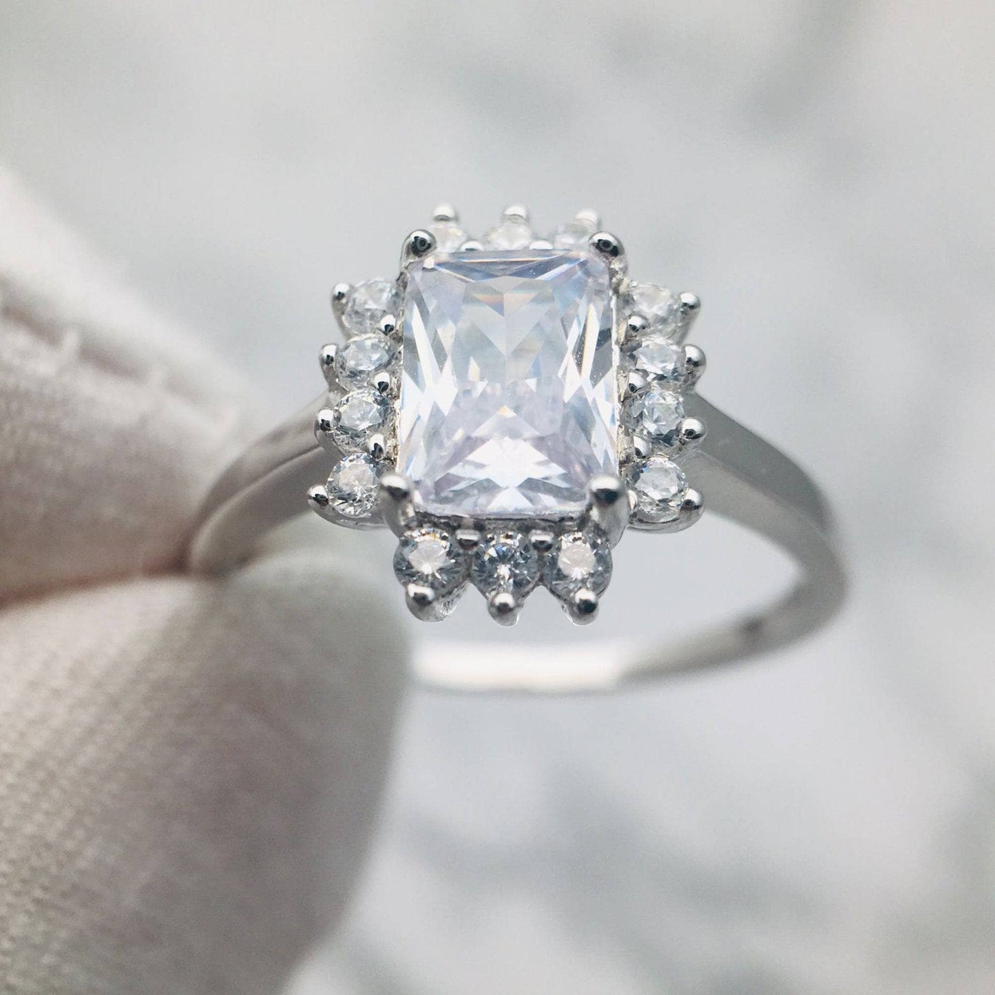 Radiant Cut Diamond Halo Vintage Engagement Ring-Black Diamonds New York
