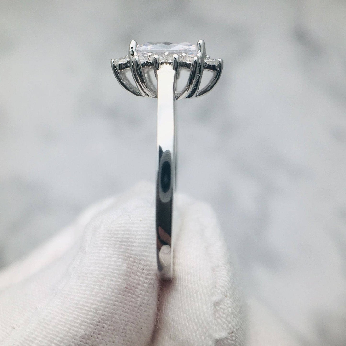 Radiant Cut Moissanite Halo Vintage Engagement Ring-Black Diamonds New York