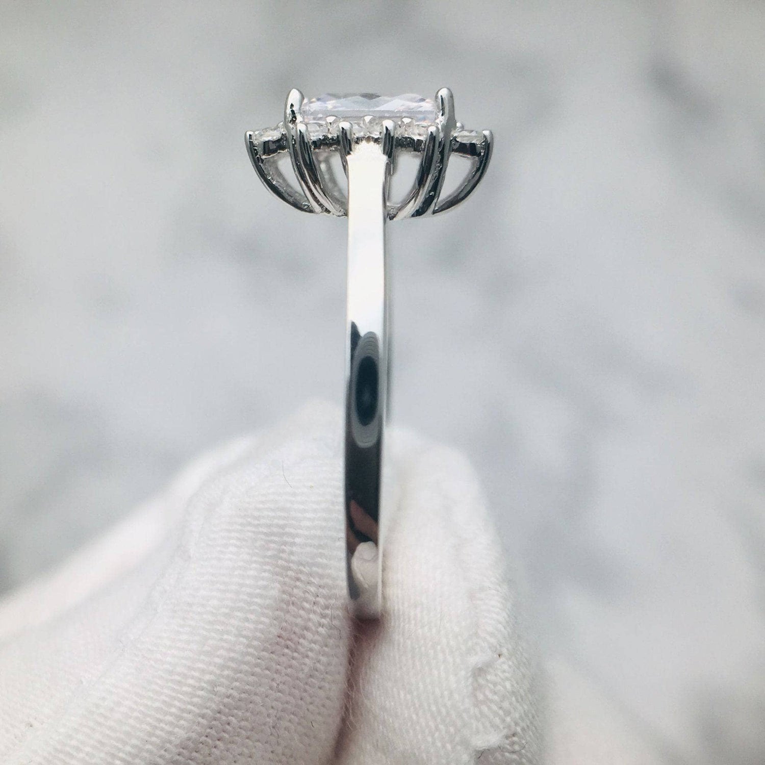 Emerald Cut Moissanite Halo Vintage Engagement Ring - Black Diamonds New York